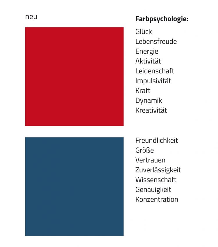 Gestaltungskonzept Farben Corporate Design Farbpsychologie Rot Blau