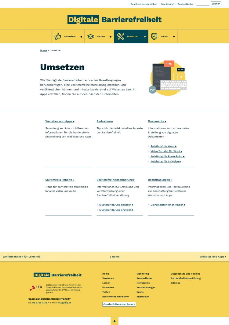 Screenshot Seite Umsetzen