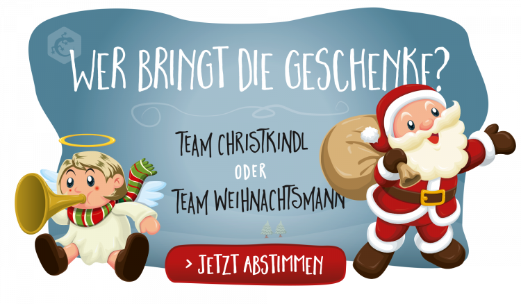 Grafik von Christkindl und Weihnachtsmann